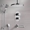 Chrome Tub and Shower System with Ceiling Rain Shower Head and Hand Shower